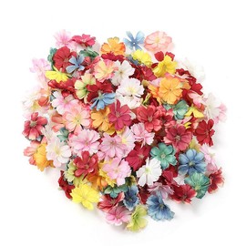UPSTORE 50Pcs Artificial Silk Plum Blossom Flowers Realistic Fake Floral Heads Daisy Peony Flower Decor for DIY Hair Clips Headbands Wedding Home Decor (1.8 Inch Mixed Colors)