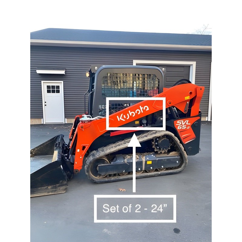 KUBOTA 24” WHITE LOGO VINYL DECAL STICKER - SET 2