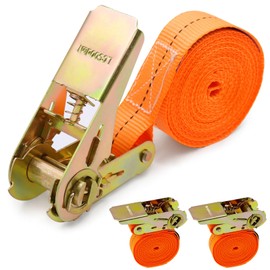 Druuzyl 3 Stück Spanngurte mit Ratsche Lastgurt bis 800kg 25mm x 4m Spanngurt Zurrgurt, Ratschengurt für Transport Ohne Haken Ratschengurt, Trolleys Motorrad Gepäck (Orange)