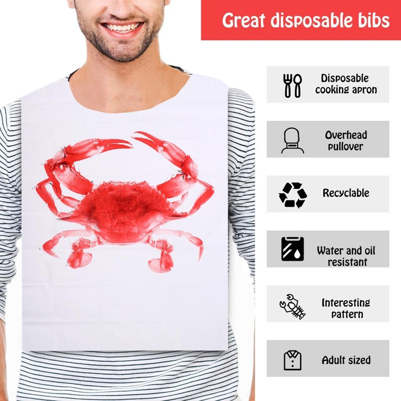 iplusmile Pack of 100 Disposable Apron Lobster Bibs in Restaurant