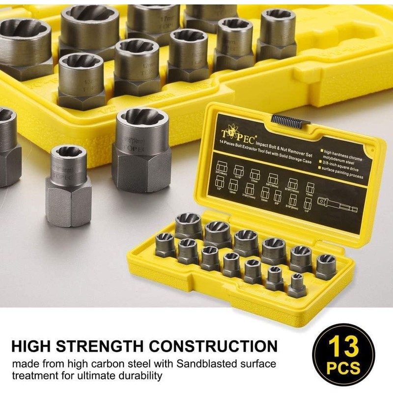 13+1 Piece Impact Bolt & Nut Remover Set - 3/8"