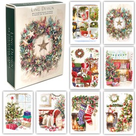 Cosy Christmas Time at Home - Premium Box of 24 Assorted Christmas Cards - 3 Each of 8 Designs - Great British Card Company (COSY CHRISTMAS)