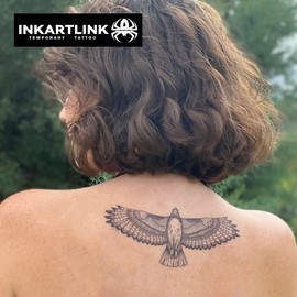 INKARTLINK Jagua Tattoos 2 Weeks Long Lasting Waterproof Tattoo Stickers Temporary Tattoos for Men Women Fashion Man Semi Permanent Disappearing Tattoos Hawk