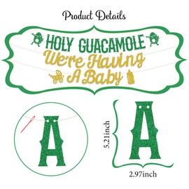 Glitter Holy Guacamole We're Having a Baby Banner Avocado Themed Baby Shower Party Decorations Taco Bout a Baby Decorations for Fiesta Gender Reveal Party Decor Sign Green