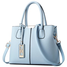 CHICAROUSAL Purses and Handbags for Women Leather Crossbody Bags Women's Tote Shoulder Bag, Light Blue, Medium