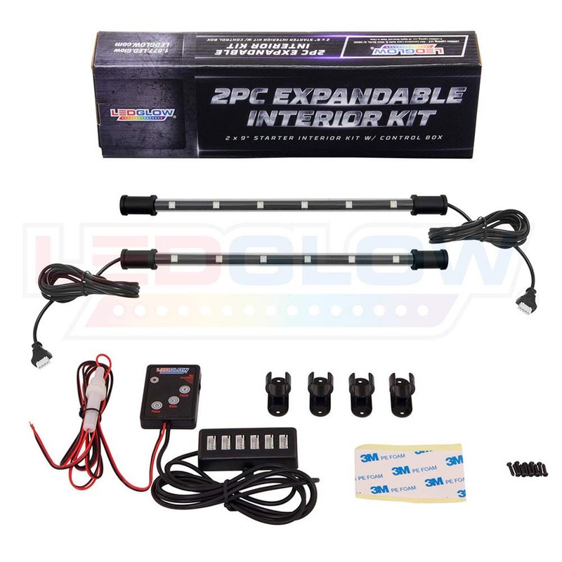 LEDGlow 2pc Multi-Color LED Interior Footwell Underdash Neon Lighting Kit