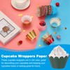 PATIKIL Cupcake Wrappers Paper, 50 Pack Baking Cups Standard Wave