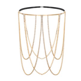 Gold Leg Chain Thigh Chain Boho Body Chains Rhinestone Layered Body Jewelry Accessories for Women Beach Rave Party