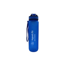AquaLife Time marked, motivational 1L water bottle, leakproof sports water bottle with straw (Royal Blue)