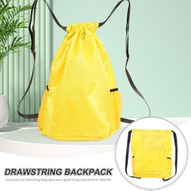 Bolsa Grande Cordón de Tela Oxford Amarilla para Deportes y Senderismo, Fácil de Abrir y Limpiar Bolsillo Principal para Uso Práctico y Cómodo
