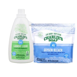 Charlie's Soap Laundry Liquid (100 Loads) and Oxygen Powered Bleach Powder Variety Pack (Pack of 2)