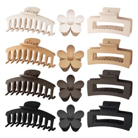 Pinza Pelo Mujer de 12 Piezas, Clips de Garra y Antideslizante, Pinzas para Cabello Grande Esmerilada, para Cabello Fino a Grueso, con Resorte Fuerte, Adecuado para Damas y Niñas