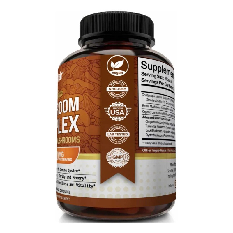 Mushroom Complex 2600mg (90 Cápsulas) Nutriflair Hecho En Eu Sin