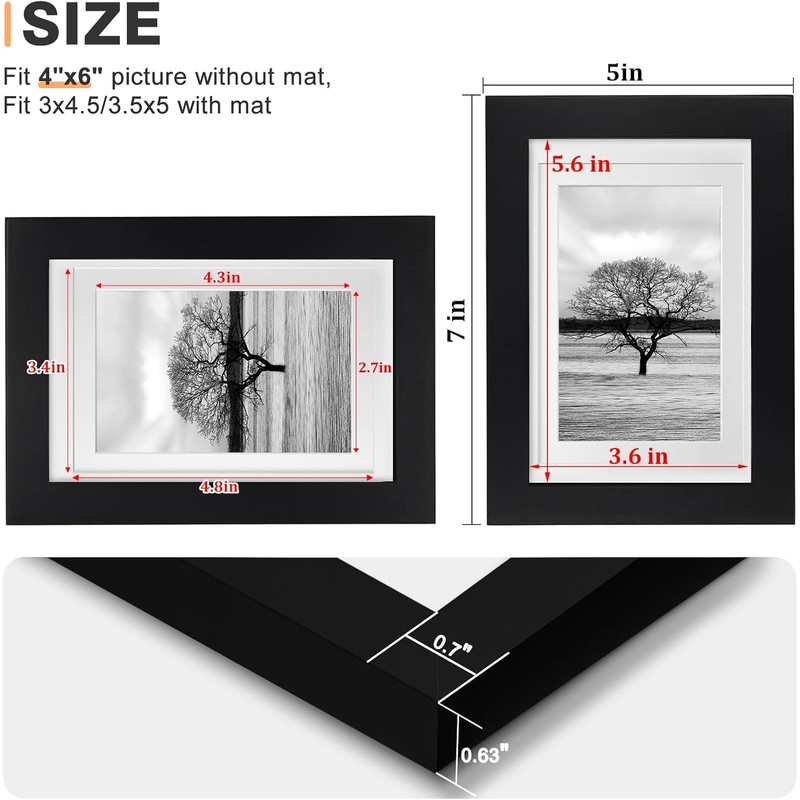 Egofine 4x6 Set of 6, Made of Solid Wood Covered