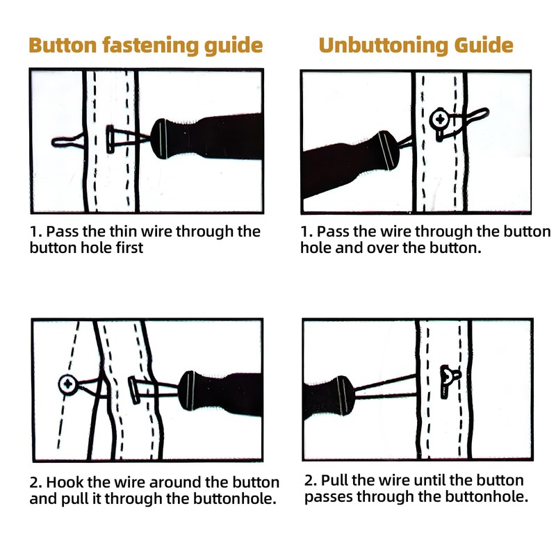 2 Pieces Button Hook，Zip Puller Aid One Hand Buttons Aids