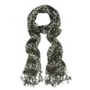 Elegant Leopard Animal Print Scarf with Fringe, Gray/Brown
