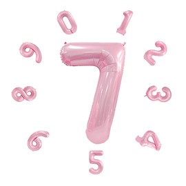 Pink 40" Number Balloons - Large Helium Number 7 Balloons for Birthday, New Year, Anniversary & Company Celebration