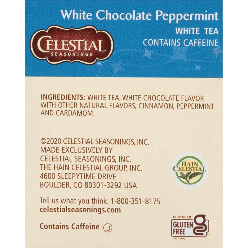 Celestial Seasonings White Chocolate Peppermint White Tea Bags 20 tea