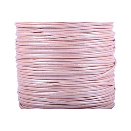 KONMAY 1 Roll 22.75 Meters 1.0mm Metallic Rose Gold Round Real Leather Cord for Jewellery Making and Crafting