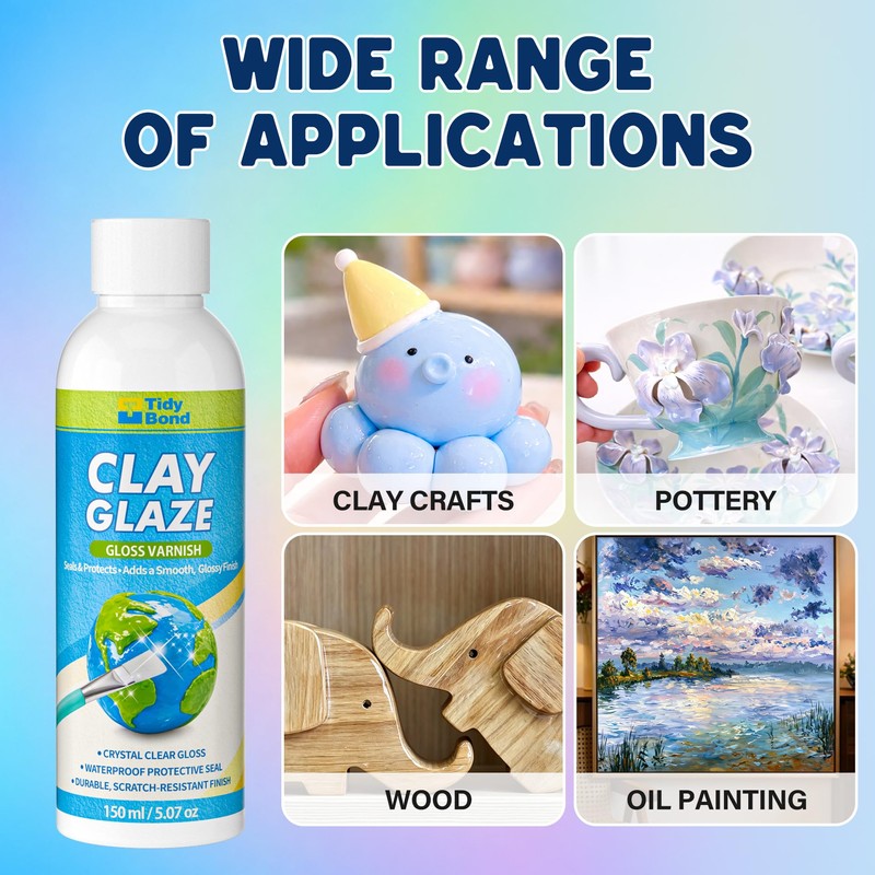 150ML Air Dry Clay Glaze, High Gloss Water-Based Varnish &