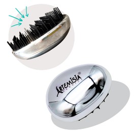 ARTEMISIA SERVICE Haarentwirrbürste, kleine ergonomische Bürste, Glättbürste für lockiges glattes oder gewelltes Haar für Herren, Damen und Kinder (Silber)