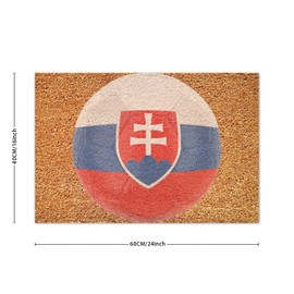 DecStic Soccer Slovakia Flag Coir Mat Natural Fibers Non Slip National Flags Coir Fiber Doormat Rustic Resist Dirt Rug for Front Door High Traffic Areas 16x24in