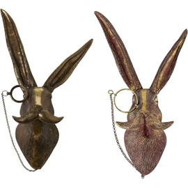 Coyoohouse 3D Head Wall Mount Samll Ornament, Animal Heads for Wall Art Hanging Sculptures, Small Metal Wall Resin Art Wall Decor Ornament Waterproof Bronzed Resin Decorations for Home (Rabbit)