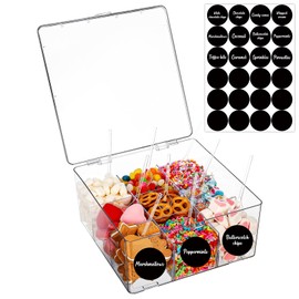 Yookeer Christmas Hot Cocoa Bar Organizer with Spoon Label Sticker Hot Chocolate Bar Supplies Clear Plastic Cocoa Decorative Storage Bins for Xmas Home Office Gift Holiday Party Decor