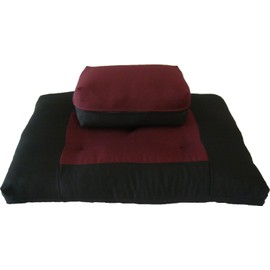 Danfuton Zafu Zabuton Meditation Yoga Posture Exercise Cushions, Sit Mat Burgundy/Black