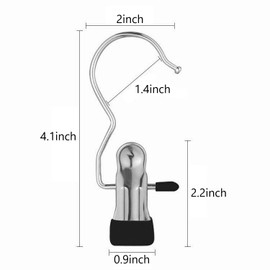Skroad 20 Pack Hanging Clip, Stainless Steel Boot Hanger for Closet Organizer, Clothes Pins Laundry Clip for Hanging Jeans, Pants, Towel, Hat, Wigs, Sock, Blanket, Rugs, Scarves