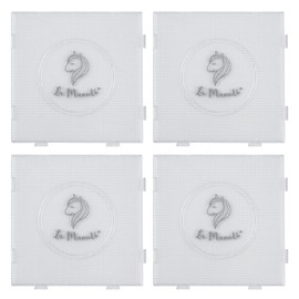 La Manuli 4x Ironing Beads Plates, Pegboard Set, Square Pin Plate (14.5 x 14.5 cm), for 2.6 mm Mini Size Ironing Beads, Transparent