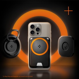 Spigen Valentinus (MagFit+) Magnetic Wallet Card Holder 3-Cards Designed for MagSafe Compatible with iPhone 16/15/14/13/12 Models, MagSafe Accessories - Black