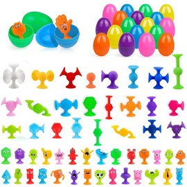 40pcs/48pcs/50pcs/80pcs Prefilled Easter Eggs Toys and Easter Egg Hhunt, Filed with Toys Party Favors for Kids Boys Girls Easter Eggs Hunt, Basket Stuffers Fillers, Classroom Prize Supplies Sringtok - Pieces: 50PCS Mini Monster Suction Toys