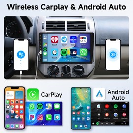 Hodozzy 9 Inch Single Din Car Stereo with Wireless Carplay & Android Auto-IPS Touch Screen, Car Audio Receivers with Bluetooth GPS, Mirror Link, FM Radio,SWC/USB/DSP+ Backup Camera