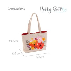 Hobby Gift Shoulder Tote Craft Bag, Embroidered Wildflowers
