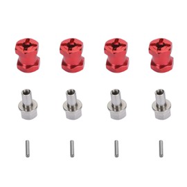 4PCS RC Wheel Hex Spacers 12mm Dia 15mm Length Hex Hub Extenssion with Metal Locking Lug Nut and Lock Pins for RC Cars Red
