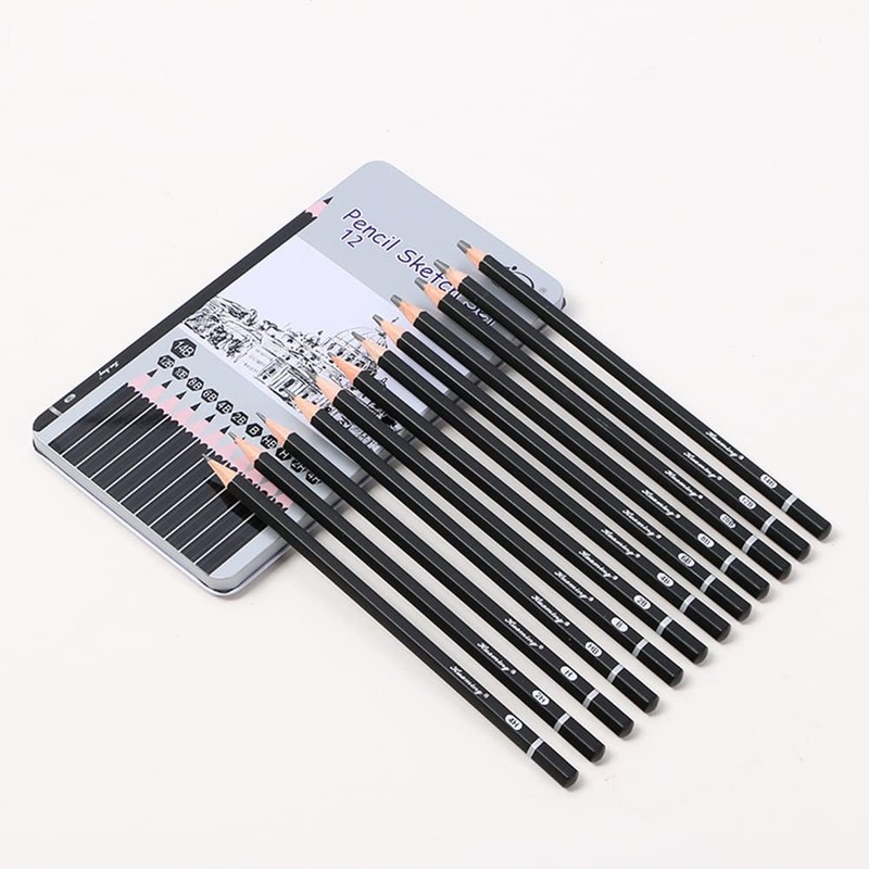 12 Piece Graphite Pencils Set 14B-4H Pencils for Drawing, Sketching,