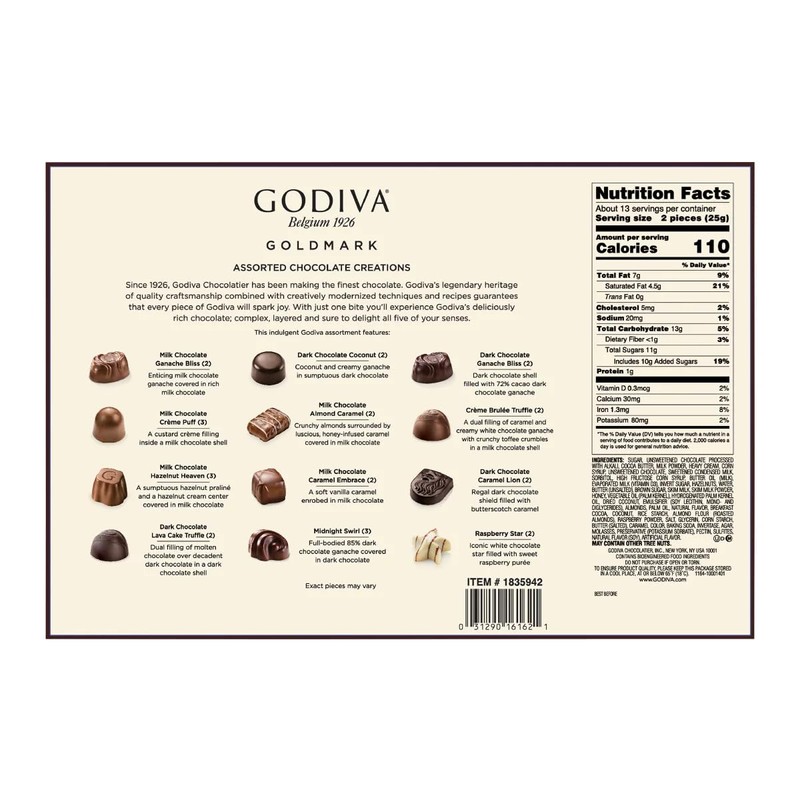 Godiva Belgium Premium Chocolate Variety Assorted Chocolates, 11.3 OZ