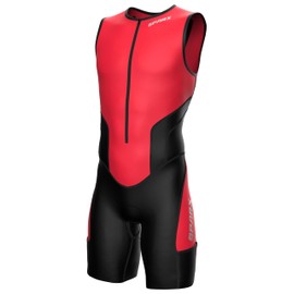 Sparx X Triathlon Suit Men Racing Tri Cycling Skin Suit Bike Swim Run (Shocking Red, XL)