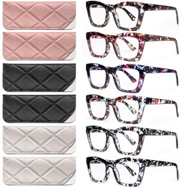 CCVOO Stylish Reading Glasses - Mothers Day Gift for Mom - Lightweight Blue Light Blockers, UV400, Spring Hinge