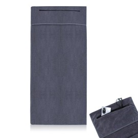 RTSHUK Fitness Towel, 120 x 50 cm Sports Towel Gym with Zip Quick-Drying Fitness Towel Microfibre Training Towel for Gym Training Yoga Outdoor Dark Grey