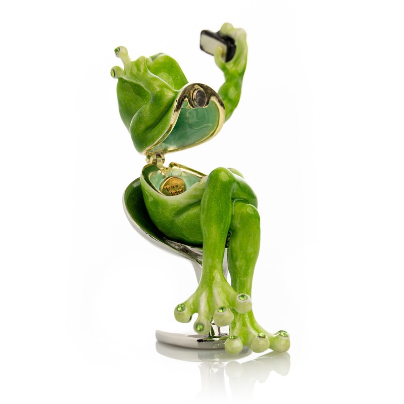 Keren Kopal Frog Taking a Selfie Trinket Box with Crystals