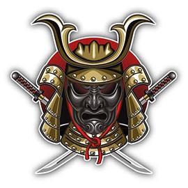Samurai Mask Katana Window Truck Car Bumper Sticker Decal 5'' x 5''