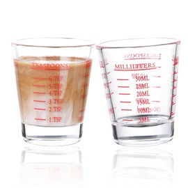 Shot Glasses Measuring cup Espresso Shot Glass Liquid Heavy Wine 2 Pack 26-Incremental Measurement 1oz, 6 Tsp, 2 Tbs, 30ml (2 pack-red)