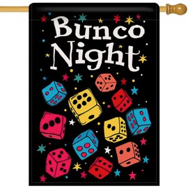 Bunco Night Large Decorative House Flag, Interests Game Dice Bingo