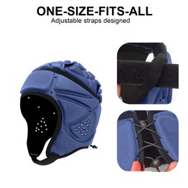GOHASPW Rugby Helmet Youth Kids Flag Football Headgear Soft Shell Adult Head Protector (Navy)