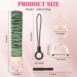 Sylixonae Cute Scrunchie Keychain Wristlet for Women & Men - Stretchy Car Key Holder with D Ring for Gym, Shopping, Travel (Jasmine Green)