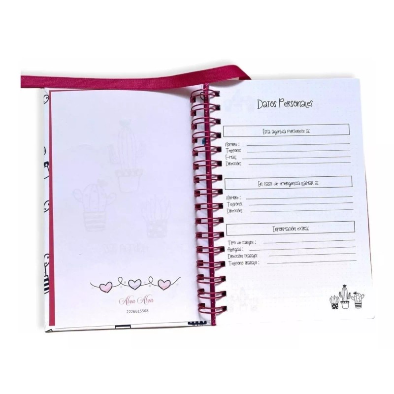 Escanver Agenda Anual Fechas Suculentas Pasta Dura Papel Bond 90gr