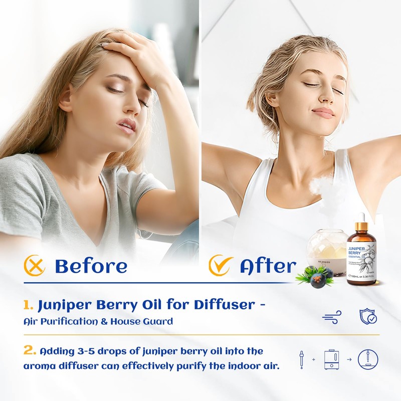 HIQILI 100ML Juniper Berry Essential Oil,100% Pure Natural Undiluted Premium