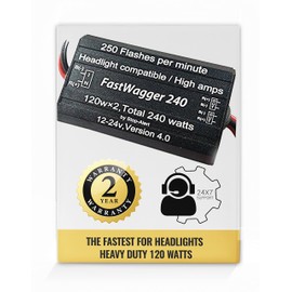 Stop-Alert FastWagger 240w - Headlight Safety alternating flasher module electronic Wig Wag strobe controller relay - LED Incandescent Xenon Halogen HID Car Police Emergency Trucks 10A 12-24V 250FPM